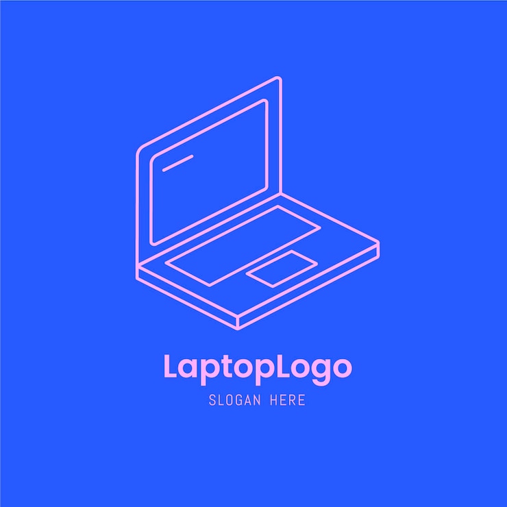 Vettore gratuito modello di logo per laptop piatto lineare creativo