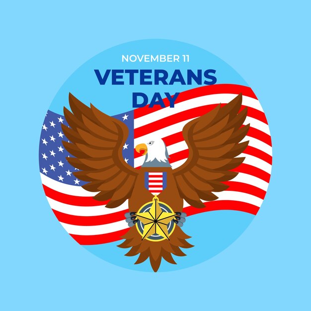 Modello di logo piatto giorno dei veterani