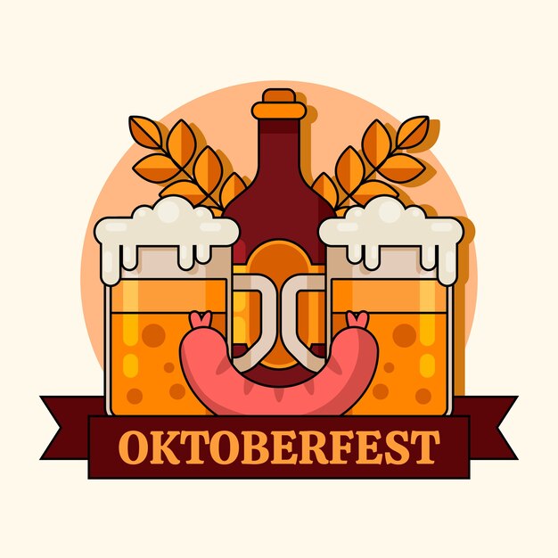 Modello di logo piatto per il festival dell'oktoberfest