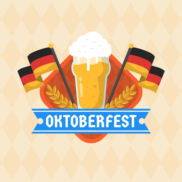 Modello di logo piatto per la celebrazione dell'oktoberfest