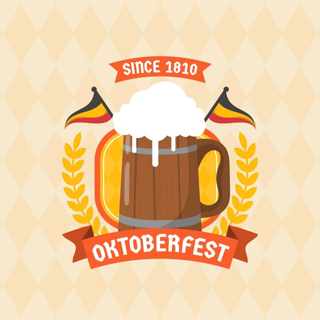 Modello di logo piatto per la celebrazione dell'oktoberfest
