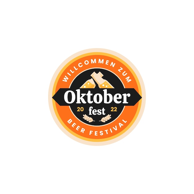 Modello di logo piatto per la celebrazione dell'oktoberfest