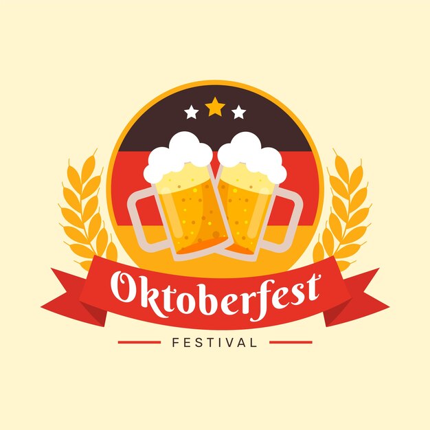 Modello di logo piatto per la celebrazione dell'oktoberfest