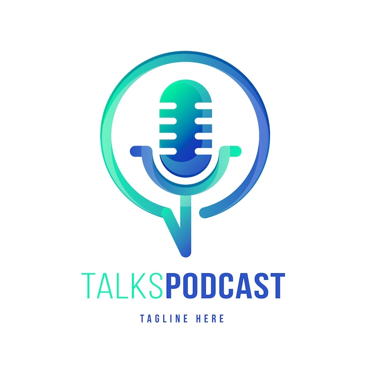 Vettore gratuito modello di logo podcast dettagliato