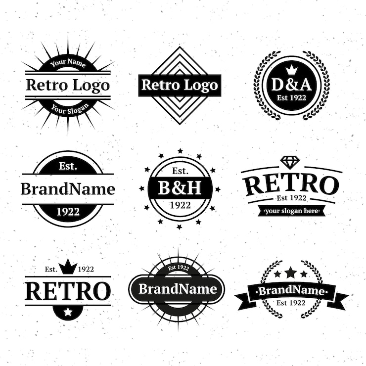 Vettore gratuito modello di logo retrò identità aziendale