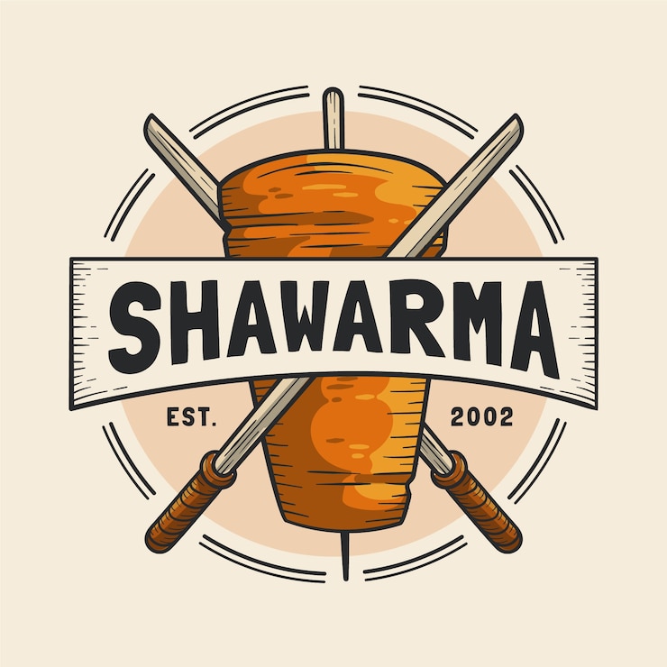 Vettore gratuito modello di logo shawarma disegnato a mano