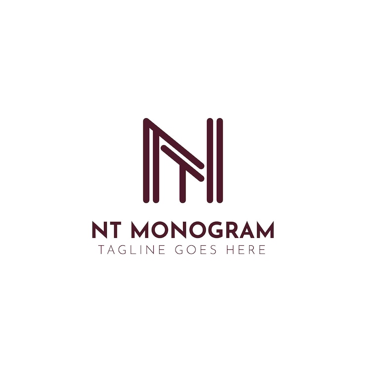 Vettore gratuito modello di logo tn o nt design piatto