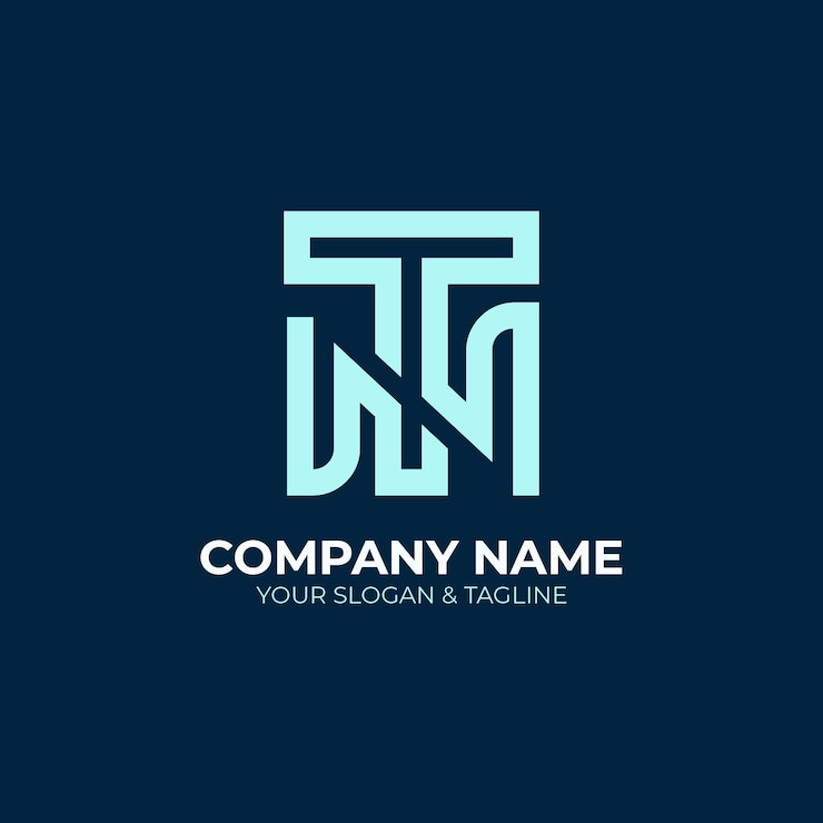 Vettore gratuito modello di logo tn o nt design piatto