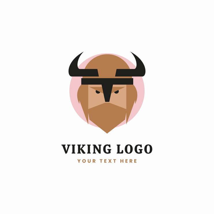 Vettore gratuito modello di logo vichingo dal design piatto