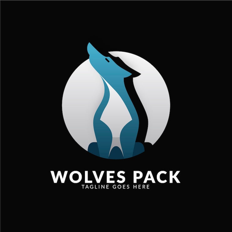 Vettore gratuito modello di logo wolfpack creativo sfumato