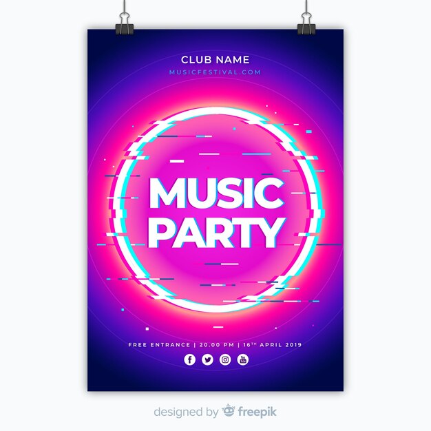 Modello di manifesto del festival di musica glitch