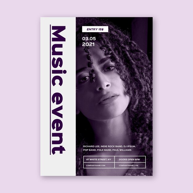Modello di manifesto del festival musicale illustrato