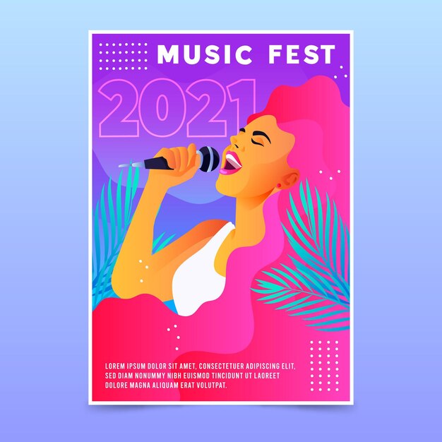 Modello di manifesto del festival musicale illustrato