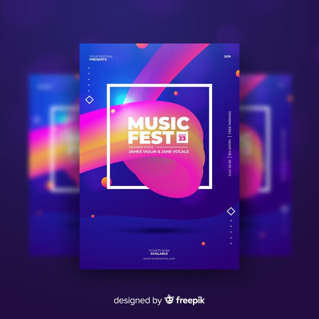 Modello di manifesto di festival di musica astratta colorato