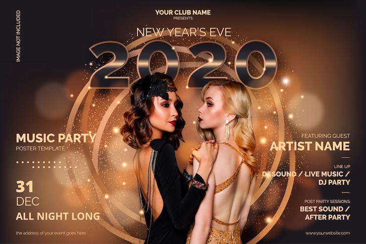 Vettore gratuito modello di manifesto elegante festa di capodanno