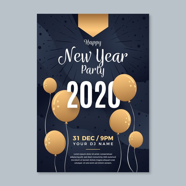 Modello di manifesto festa di Capodanno disegnati a mano