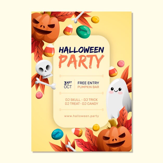 Modello di manifesto festa di halloween disegnato a mano