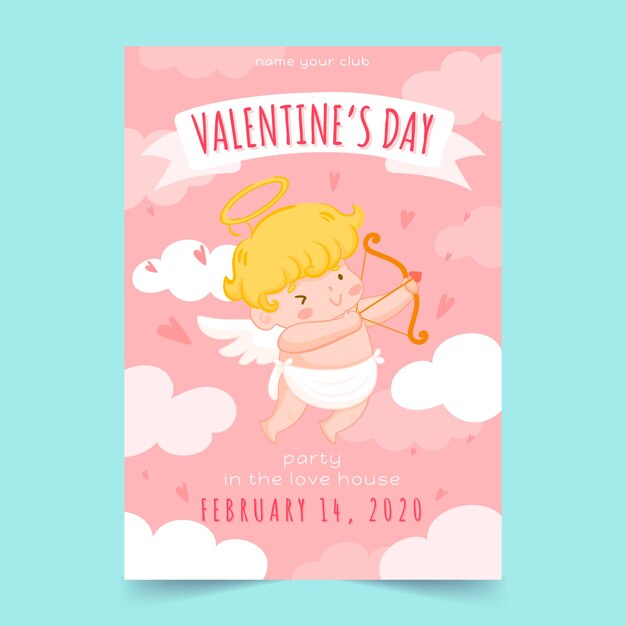 Modello di manifesto festa di San Valentino disegnati a mano