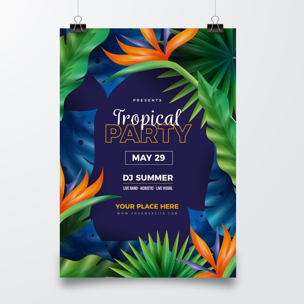Modello di manifesto festa tropicale