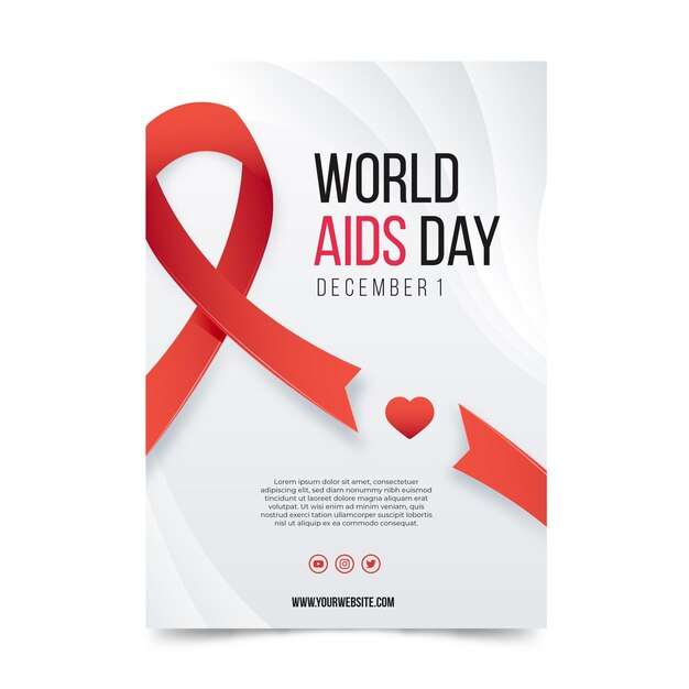 Modello di manifesto verticale della giornata mondiale dell'AIDS gradiente