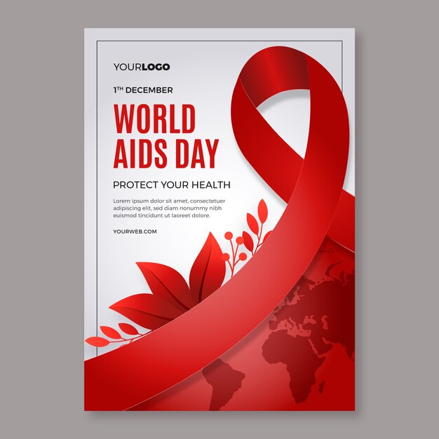 Modello di manifesto verticale della giornata mondiale dell'AIDS gradiente