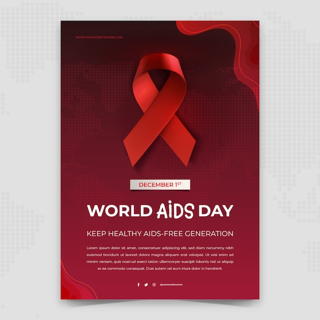 Modello di manifesto verticale della giornata mondiale dell'AIDS gradiente