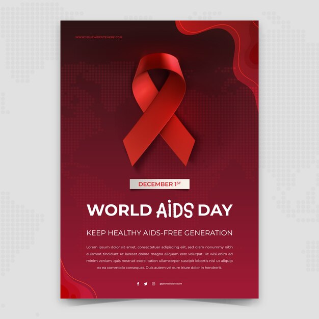 Modello di manifesto verticale della giornata mondiale dell'AIDS gradiente