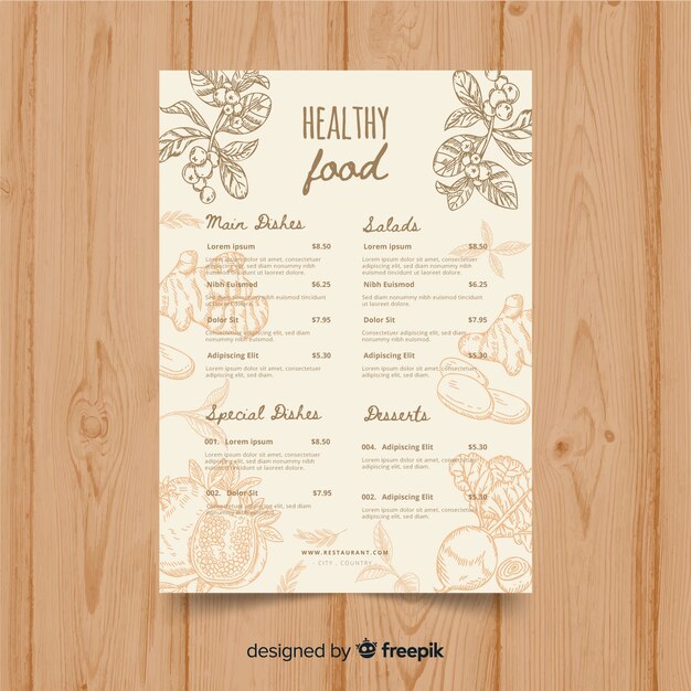 Modello di menu biologico vintage