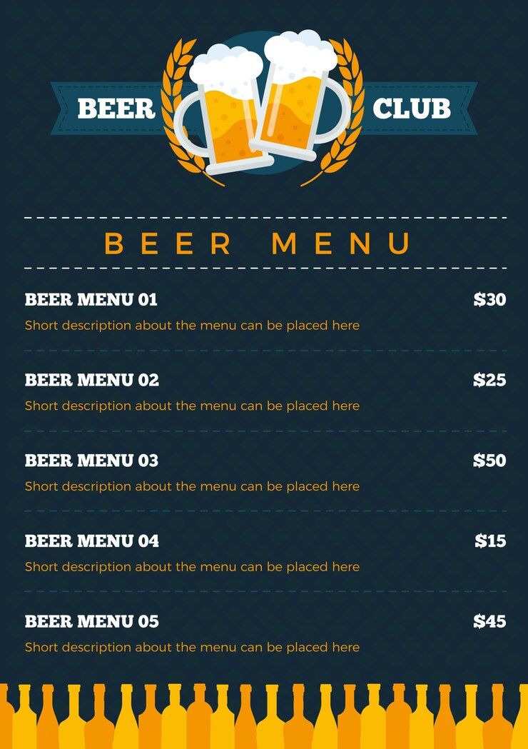 Vettore gratuito modello di menu birra vintage