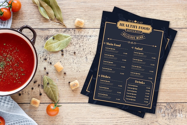 Modello di menu di cibo sano vintage