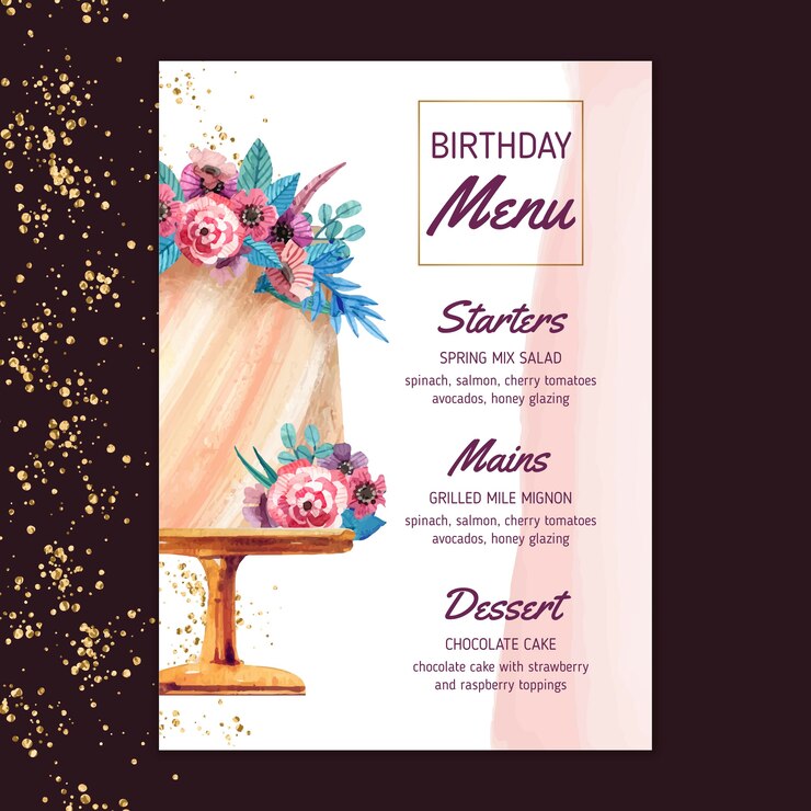 Vettore gratuito modello di menu di compleanno