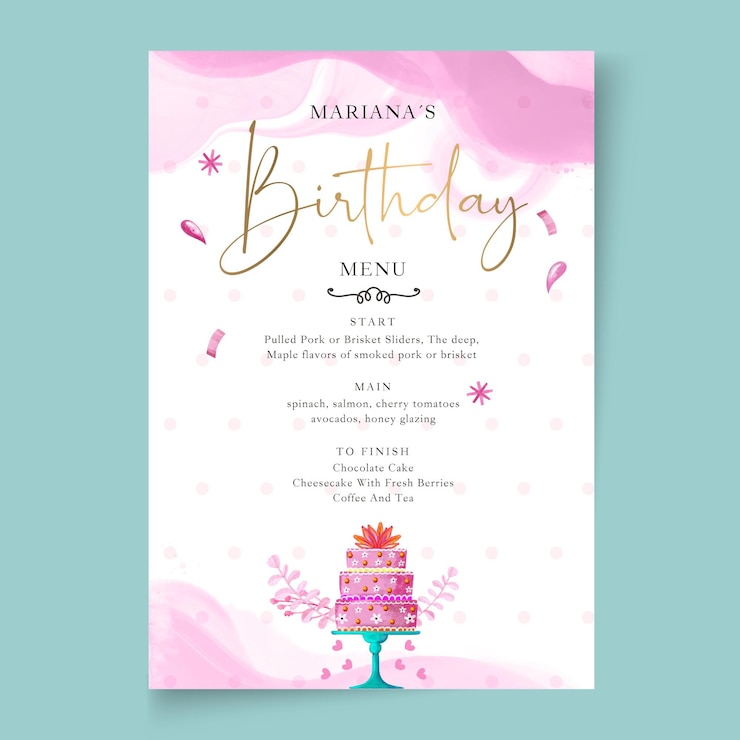 Vettore gratuito modello di menu di compleanno