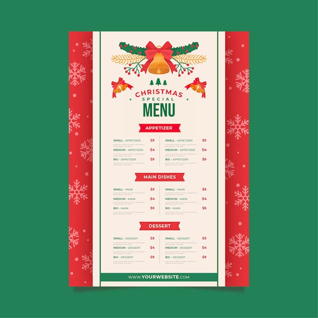 Modello di menu di Natale in design piatto
