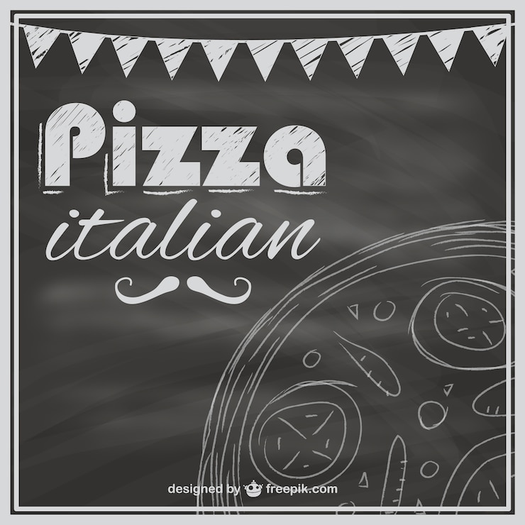 Vettore gratuito modello di menu di pizza lavagna