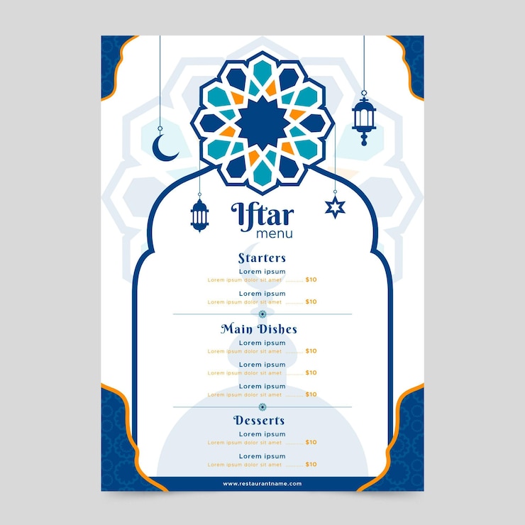 Vettore gratuito modello di menu evento iftar