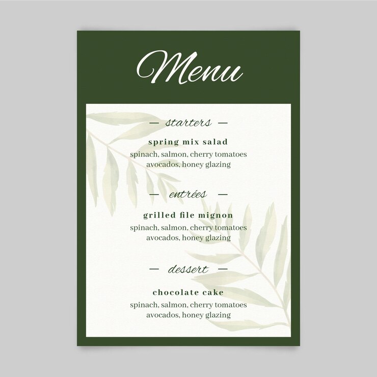 Vettore gratuito modello di menu floreale ad acquerello