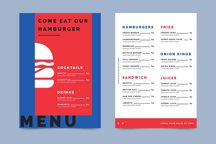 Vettore gratuito modello di menu ristorante colorato