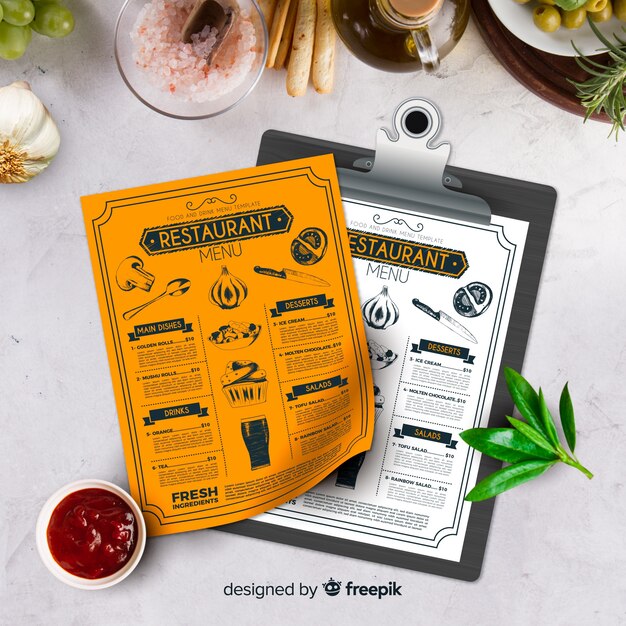 Modello di menu ristorante d&#39;epoca