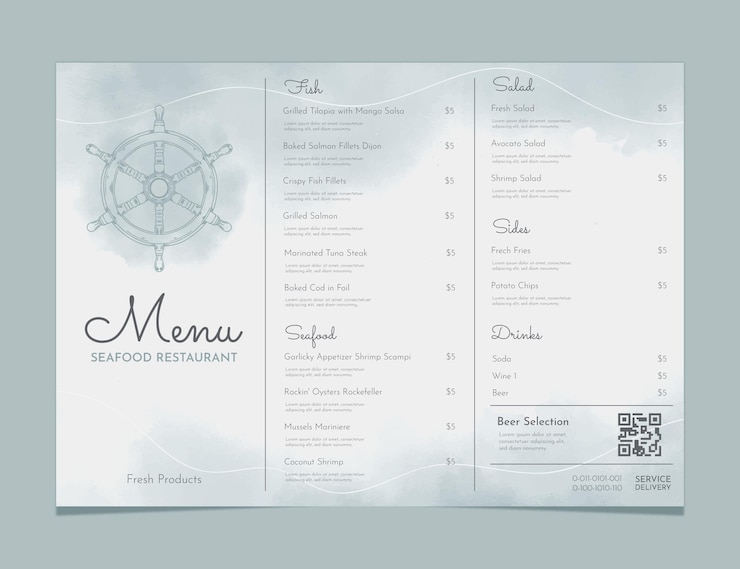 Vettore gratuito modello di menu ristorante rustico dell'acquerello dipinto a mano