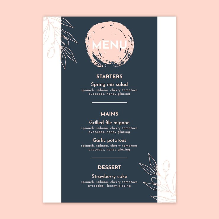 Vettore gratuito modello di menu verticale matrimonio floreale
