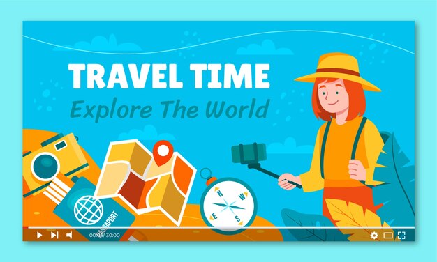Modello di miniatura di youtube dell'agenzia di viaggi disegnato a mano