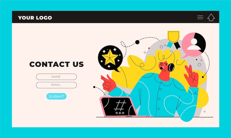 Vettore gratuito modello di modulo di contatto dal design piatto