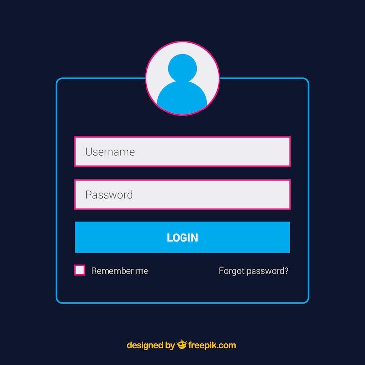 Vettore gratuito modello di modulo di login blu scuro