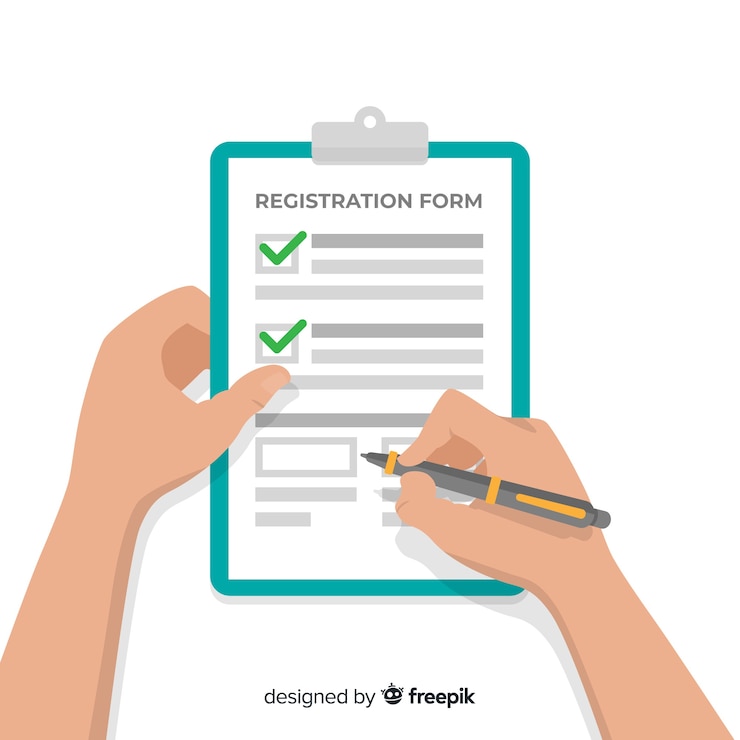 Vettore gratuito modello di modulo di registrazione con design piatto