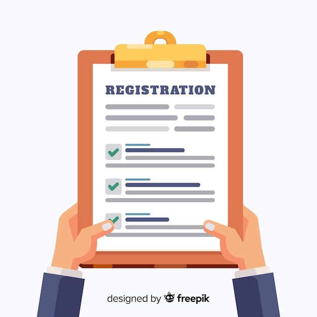 Modello di modulo di registrazione con design piatto