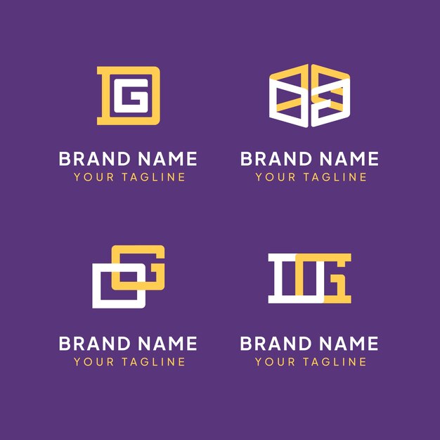 Modello di monogramma dg design piatto