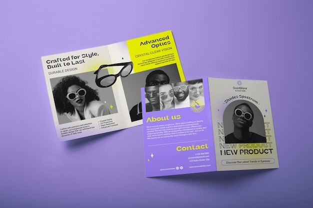 Modello di opuscolo bifold di nuovo prodotto al neon gradiente