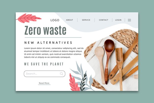 Modello di pagina di destinazione a rifiuti zero