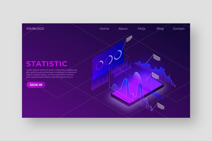 Vettore gratuito modello di pagina di destinazione al neon con smartphone