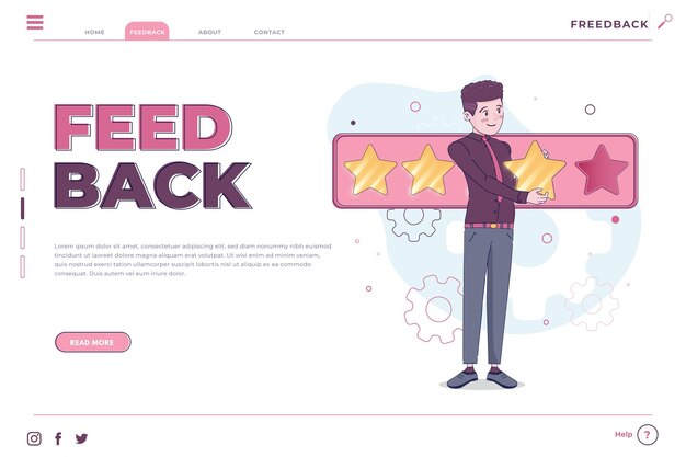 Modello di pagina di destinazione con feedback piatto